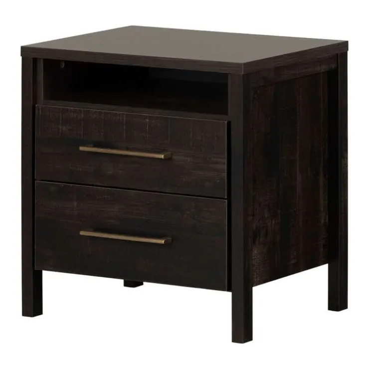 Meubles South Shore 2-Drawer Nightstand - South Shore Rubbed Black