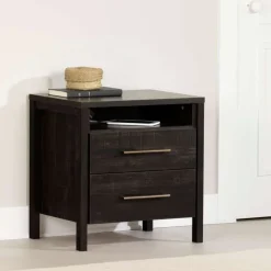 Meubles South Shore 2-Drawer Nightstand - South Shore Rubbed Black