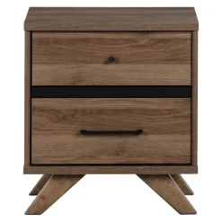 Meubles South Shore 2-Drawer Nightstand - South Shore Natural Walnut and Matte Black Best