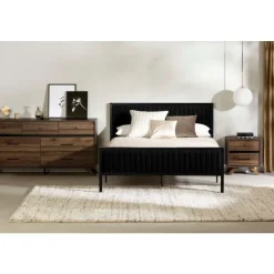 Meubles South Shore 2-Drawer Nightstand - South Shore Natural Walnut and Matte Black Best