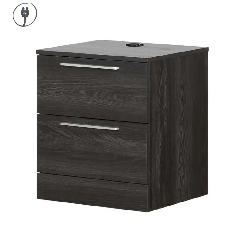 Meubles South Shore 2-Drawer Nightstand with Charging Outlet - South Shore Gray Oak Discount