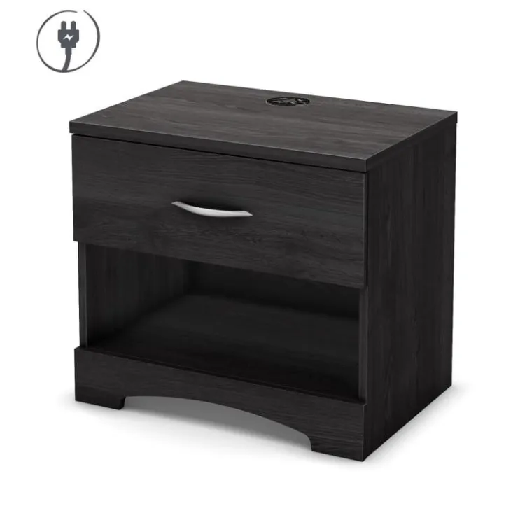 Meubles South Shore 1-Drawer Nightstand with Charging Outlet - South Shore Gray Oak Best