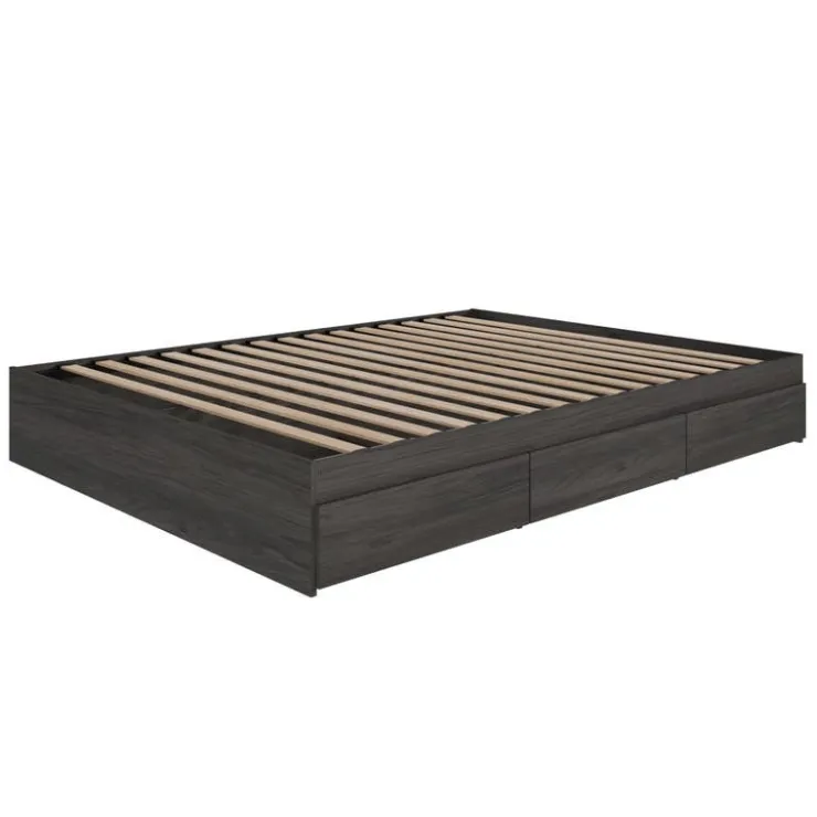 Nexera 3-Drawer Storage King Bed (78") - Bark grey Outlet