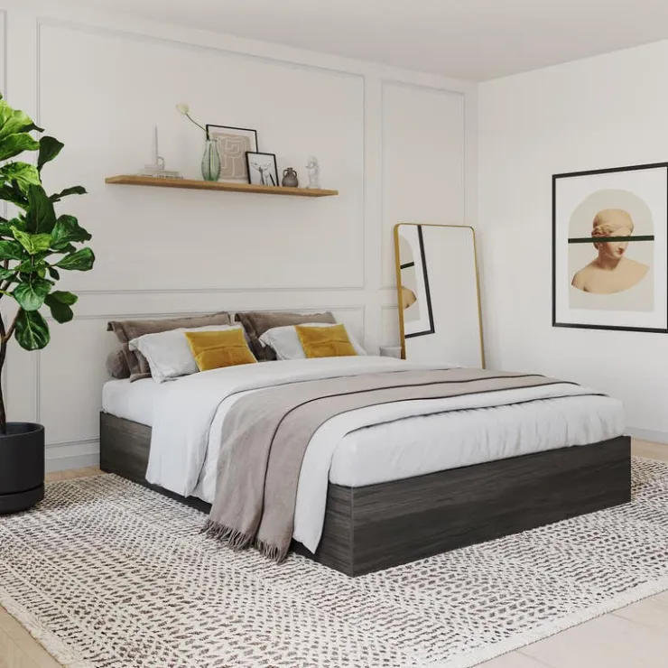 Nexera 3-Drawer Storage King Bed (78") - Bark grey Outlet
