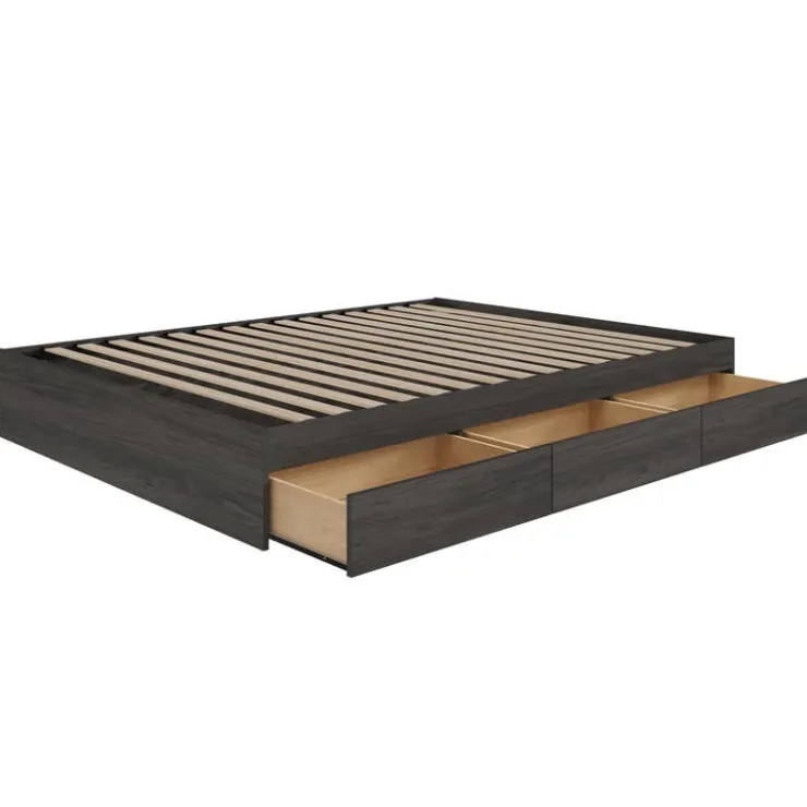 Nexera 3-Drawer Storage King Bed (78") - Bark grey Outlet