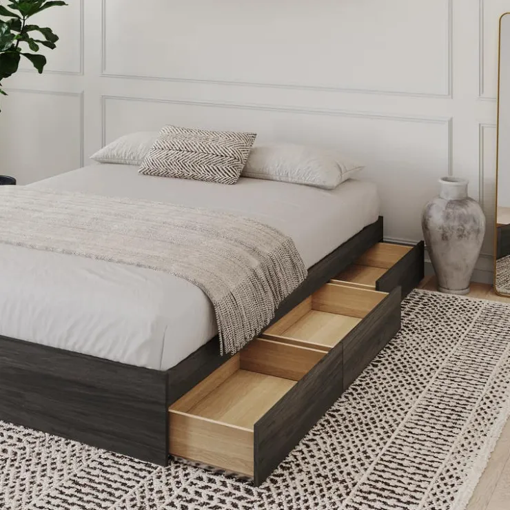Nexera 3-Drawer Storage King Bed (78") - Bark grey Outlet