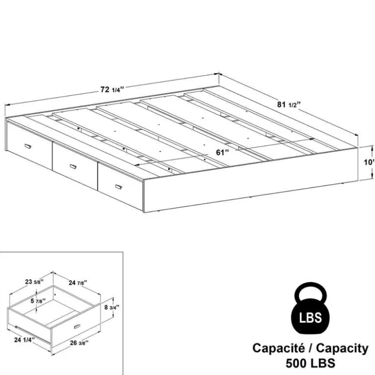 SUA-V 6-Drawer Storage Queen Platform Bed (60") Fashionista Outlet