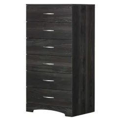 Meubles South Shore 6-Drawer Tall Lingerie Chest - Rustic Style - South Shore Gray Oak