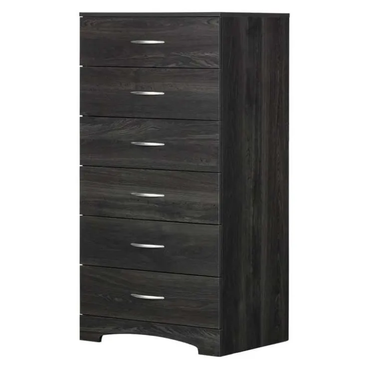 Meubles South Shore 6-Drawer Tall Lingerie Chest - Rustic Style - South Shore Gray Oak