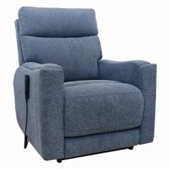 Electric Lift Recliner with Massage, Heat, and Adjustable Headrest - Blue Dark Grey