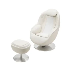 Electric Reclining Massage Chair with Ottoman in Faux Leather – White Best