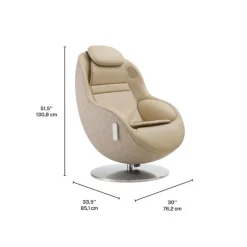 Electric Reclining Massage Chair with Ottoman in Faux Leather – Beige