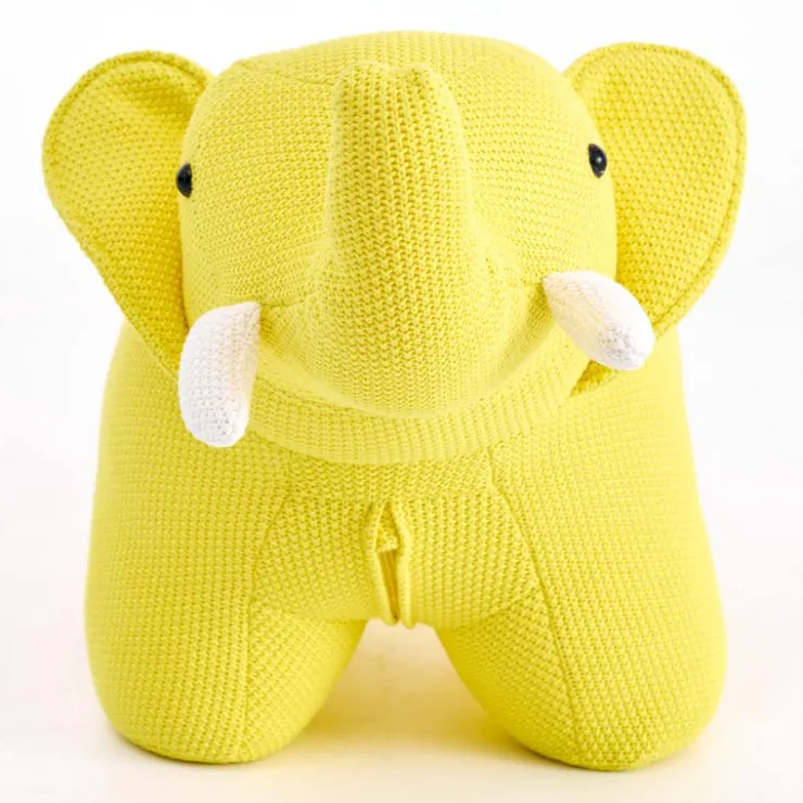 Elephant-Shaped Kids Pouf – 30.3" x 14.2" x 13.4" Yellow Outlet