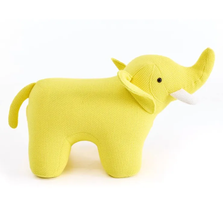 Elephant-Shaped Kids Pouf – 30.3" x 14.2" x 13.4" Yellow Outlet