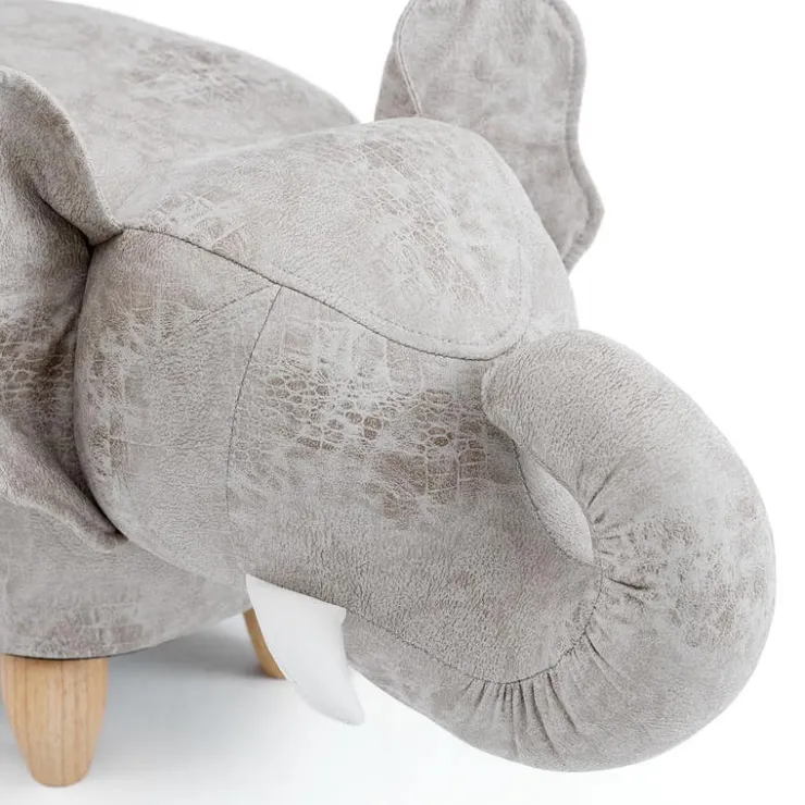 Elephant-Shaped Kids Pouf – 29.5" x 14.2" x 13.8" Orange