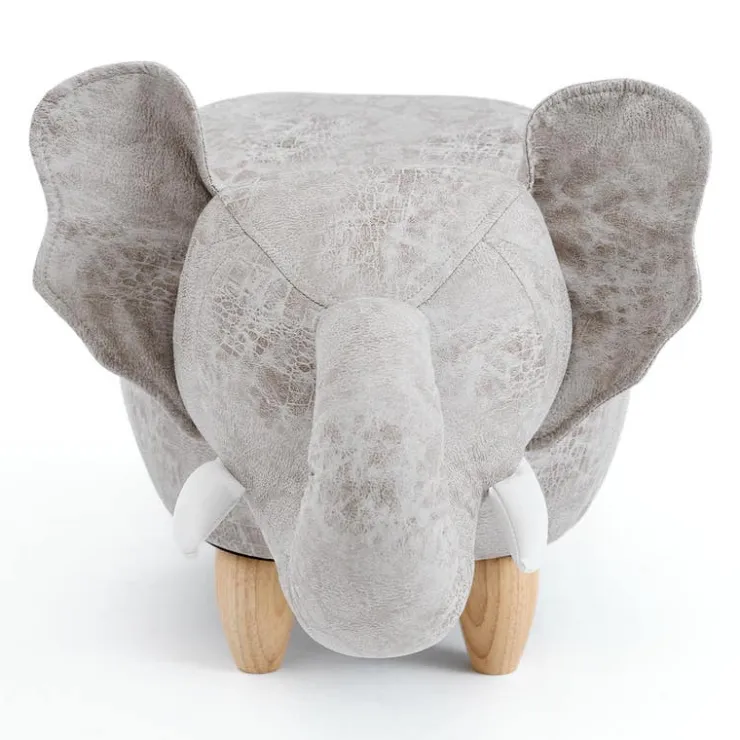 Elephant-Shaped Kids Pouf – 29.5" x 14.2" x 13.8" Orange