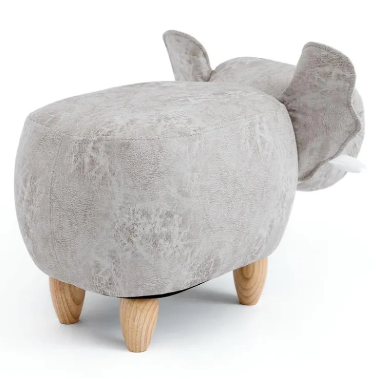 Elephant-Shaped Kids Pouf – 29.5" x 14.2" x 13.8" Orange