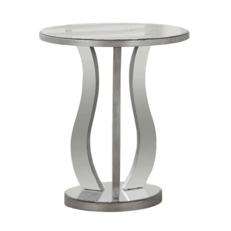 Monarch End table - 20"dia / brushed / mirror - Silver Best
