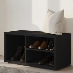 Nexera Entryway Shoe Storage Bench - Black karisma Hot