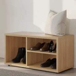 Nexera Entryway Shoe Storage Bench - Golden maple Outlet