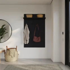 Nexera Entryway Wall-Mounted Coat Rack with Shelf Black karsima Hot