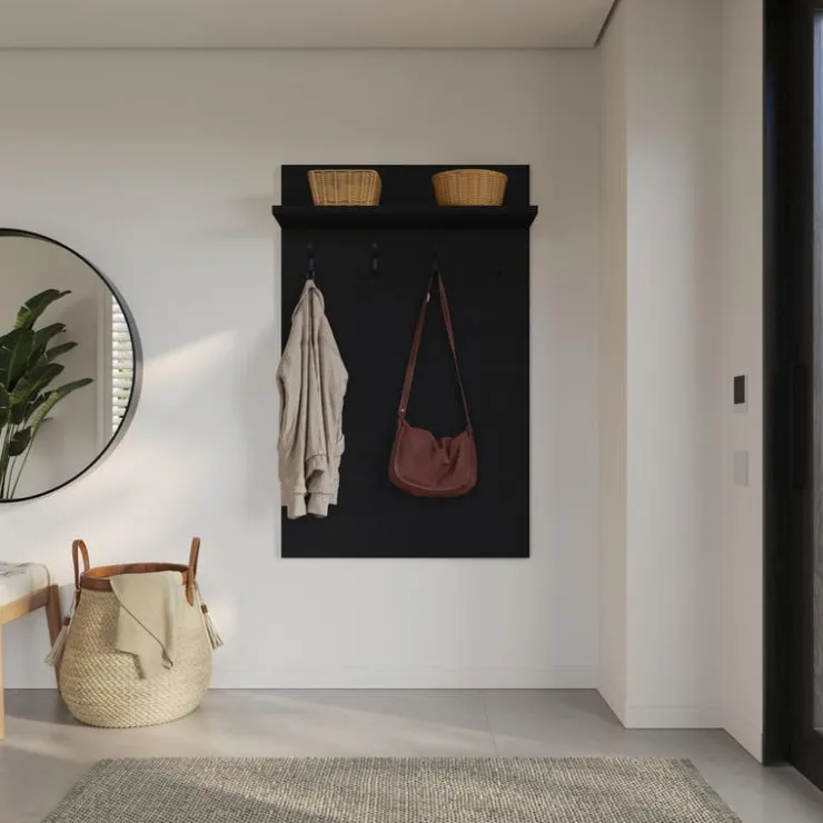 Nexera Entryway Wall-Mounted Coat Rack with Shelf Black karsima Hot