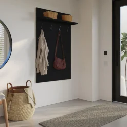 Nexera Entryway Wall-Mounted Coat Rack with Shelf Black karsima Hot