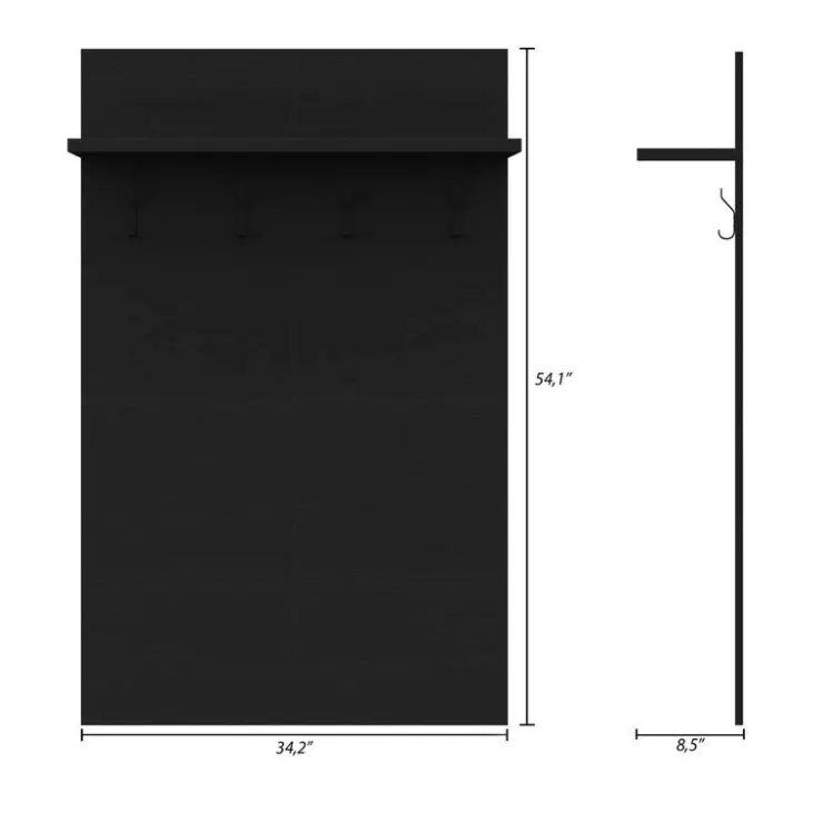 Nexera Entryway Wall-Mounted Coat Rack with Shelf Black karsima Hot