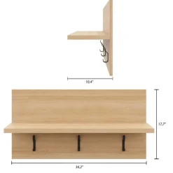 Nexera Entryway Wall-Mounted Coat Rack with Shelf Golden maple Outlet
