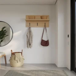 Nexera Entryway Wall-Mounted Coat Rack with Shelf Golden maple Outlet