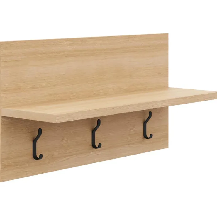 Nexera Entryway Wall-Mounted Coat Rack with Shelf Golden maple Outlet