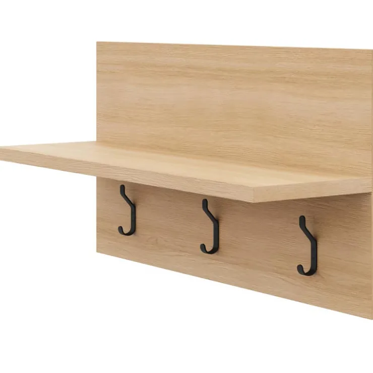 Nexera Entryway Wall-Mounted Coat Rack with Shelf Golden maple Outlet