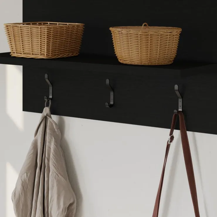 Nexera Entryway Wall-Mounted Coat Rack with Shelf Black karisma Sale