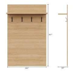 Nexera Entryway Wall-Mounted Coat Rack with Shelf Gloden maple