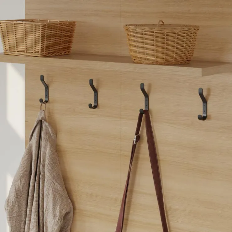 Nexera Entryway Wall-Mounted Coat Rack with Shelf Gloden maple