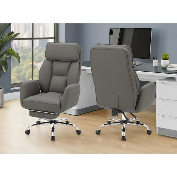 Monarch Executive Office Chair in Faux Leather - - DARK GREY