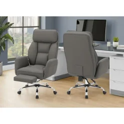 Monarch Executive Office Chair in Faux Leather - - DARK GREY