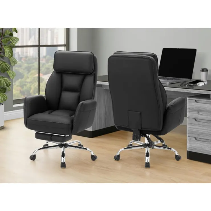 Monarch Executive Office Chair in Faux Leather - BLACK Best