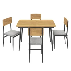 Extendable Dining Table Set with 4 Chairs - 43.3" to 59” Honey/gris Discount
