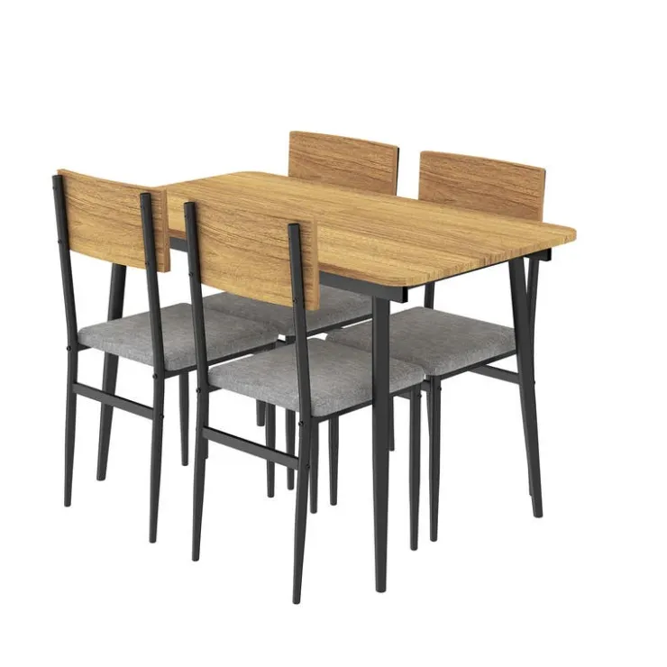 Extendable Dining Table Set with 4 Chairs - 43.3" to 59” Honey/gris Discount