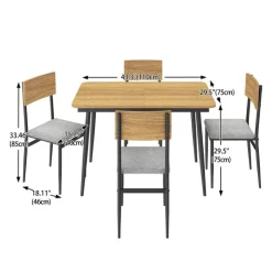 Extendable Dining Table Set with 4 Chairs - 43.3