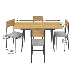 Extendable Dining Table Set with 4 Chairs - 43.3