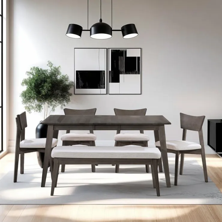 Arboit Poitras Extendable Rectangular Dining Table (54" to 70") with 4 Chairs - Slate