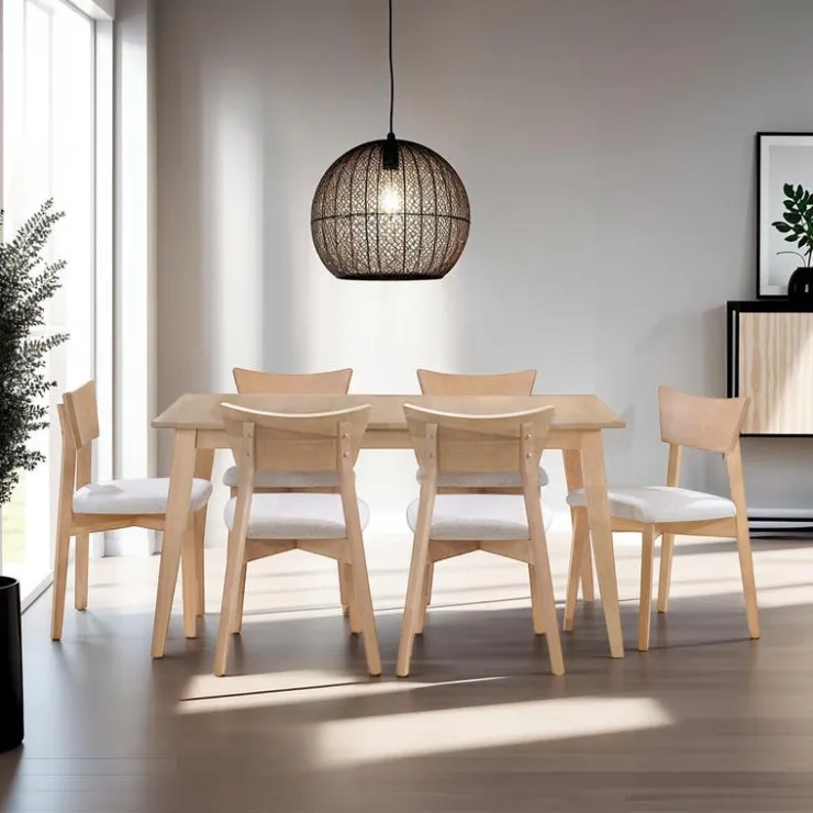 Arboit Poitras Extendable Rectangular Dining Table (48" to 60") with 6 Chairs - Greige Sale