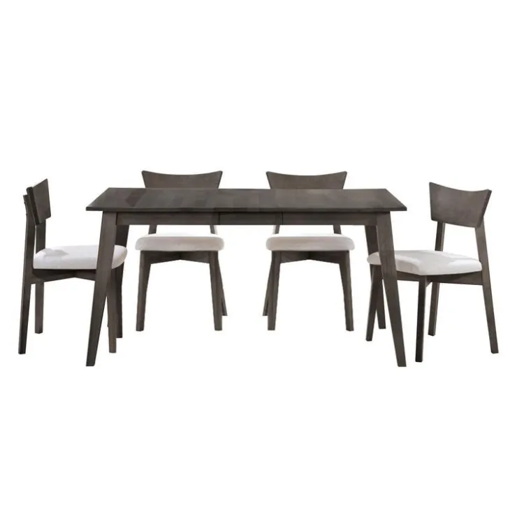 Arboit Poitras Extendable Rectangular Dining Table (48" to 60") with 4 Chairs - Slate