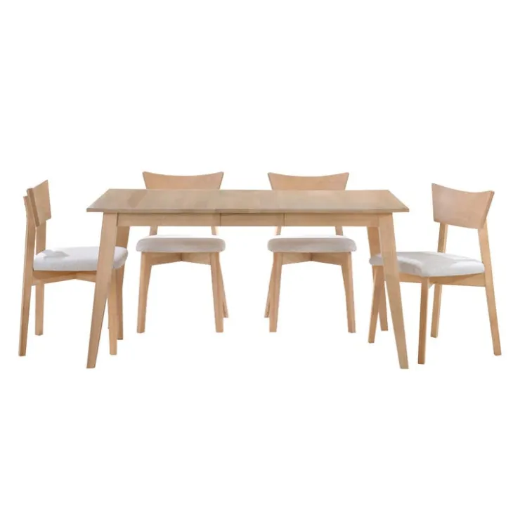 Arboit Poitras Extendable Rectangular Dining Table (48" to 60") with 4 Chairs - Greige