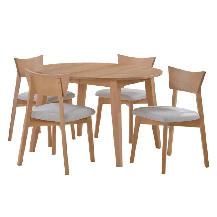 Arboit Poitras Extendable Round Dining Table (48" to 66") with 4 Chairs - Greige Best