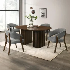 Extendable Round Pedestal Dining Table (48 to 83") Brown Clearance