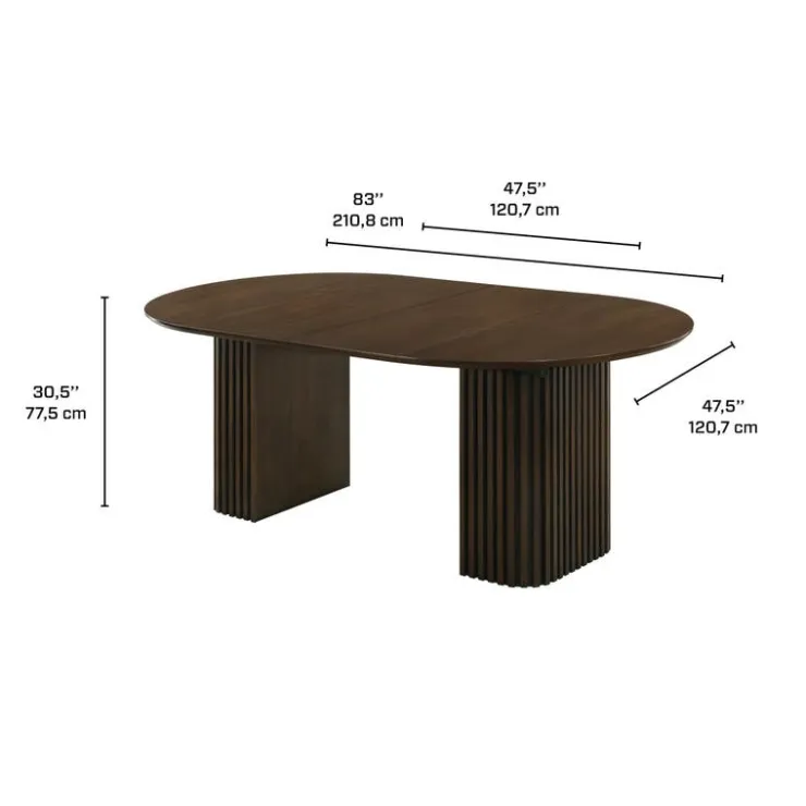 Extendable Round Pedestal Dining Table (48 to 83") Brown Clearance