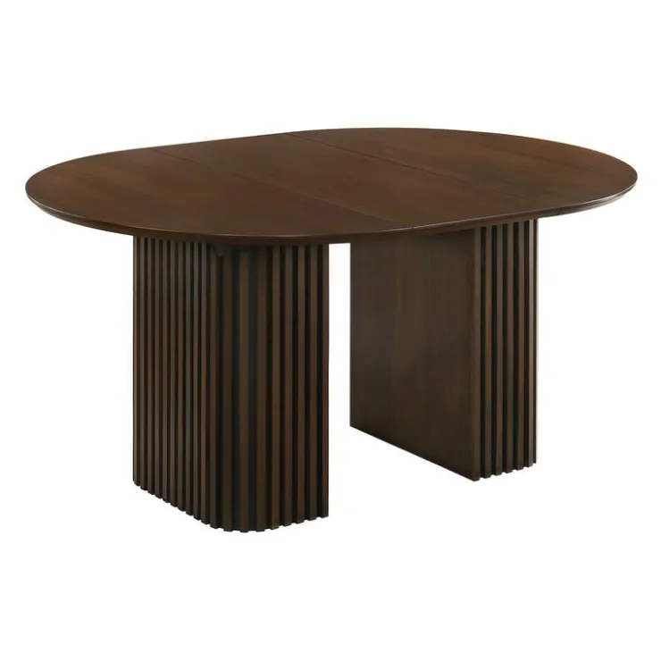 Extendable Round Pedestal Dining Table (48 to 83") Brown Clearance